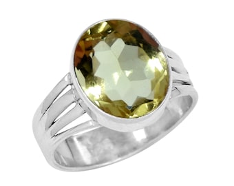 Lemon Topaz Ring: Handmade 925 Sterling Silver Boho Statement Ring