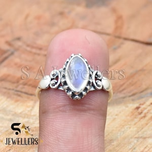 Natural Moonstone Ring, 925 Sterling Silver Ring, Minimalist Ring, Handmade Ring, White Rainbow Ring, Anniversary Ring, Dainty Gift For Her