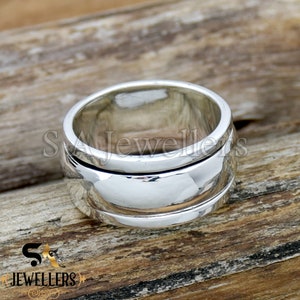 Spinner Ring Handmade 925 Sterling Silver Ring, Spin Meditation Ring, Hammered Silver Ring Thumb Ring Silver Handmade Jewelry Gift For Her