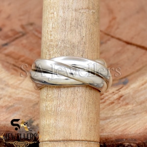 Four Interlocked Ring, 925 Sterling Silver Ring, 4 Band Rolling Ring, Multi Band Rings, Handmade Ring, Dainty Ring, Wedding Ring, Thumb Ring