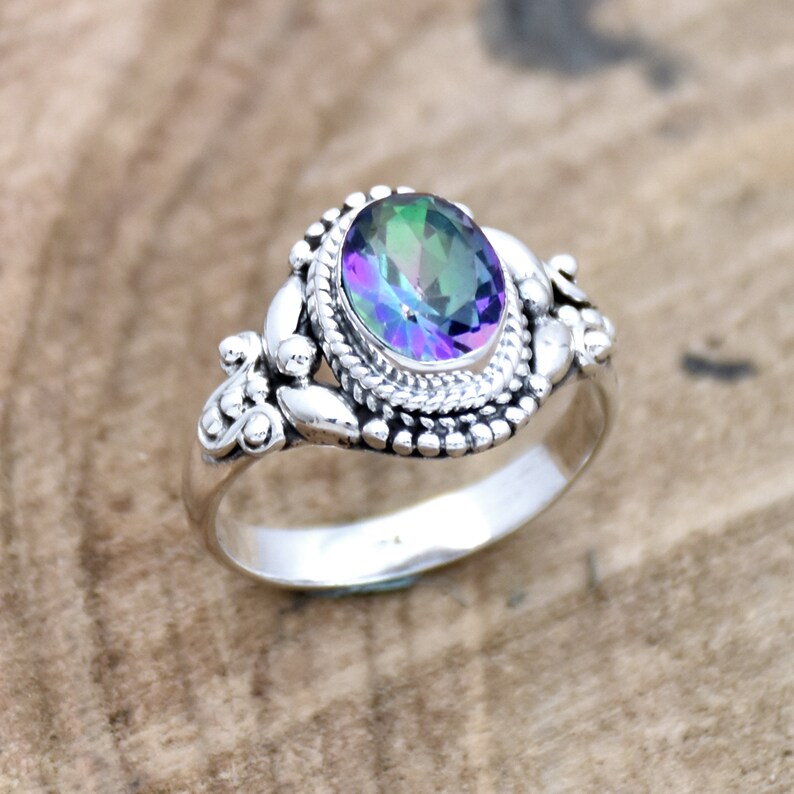 Mystic Topaz Ring Gift For Her Ready to ship With free Shipping Handmade Designer ring 925 Sterling Silver Ring Oval Mystic Topaz Ring