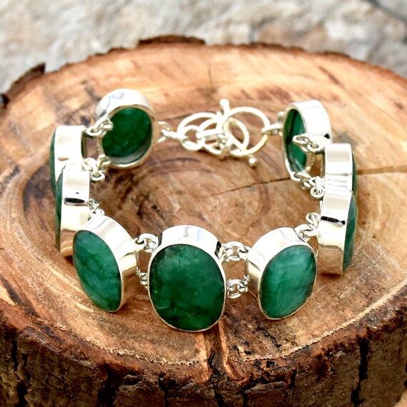 Sivalya Raw Emerald Silver Bracelet - Splendor