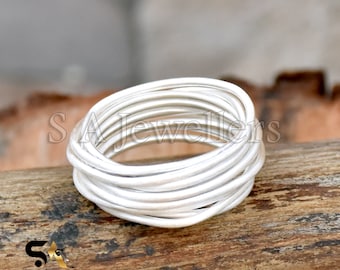 Handmade Wraparound Silver Wire Ring, Matt Finish, 925 Sterling Silver Ring, Statement Ring, Silver Wide Wrap Ring, Multi Layer Wire Ring