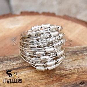 Handmade Sterling Silver Wire Wrap Ring: Wide Boho Band
