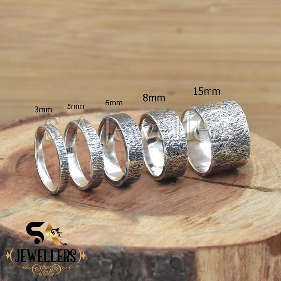 Oxidized Sterling Silver Comfort Fit Ring: 3mm-15mm Band