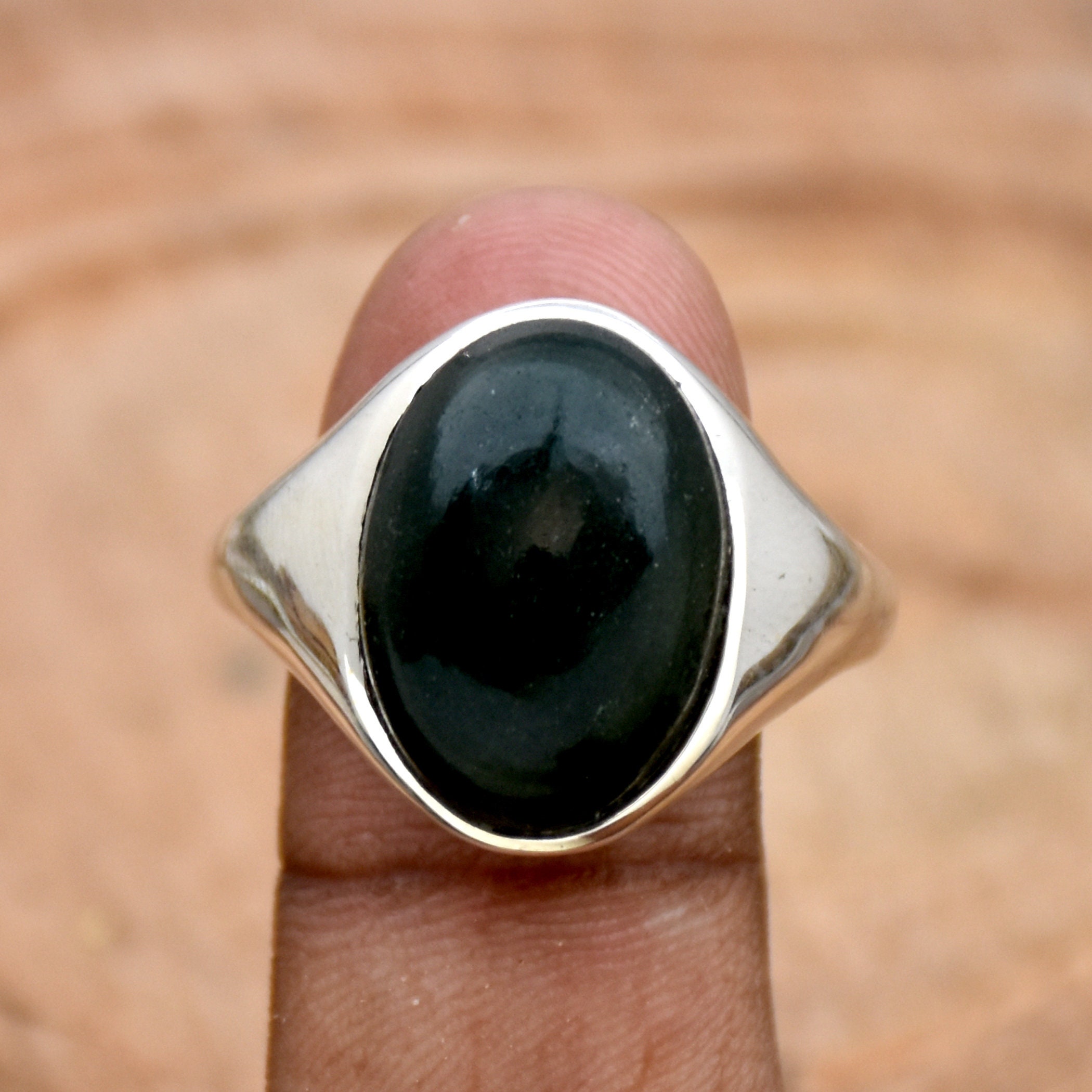 Green Aventurine Ring, Men's Ring, 925 Sterling Silver Ring