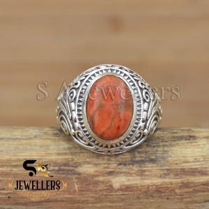 Sponge Coral Sterling Silver Ring: Handmade Boho Statement Jewelry