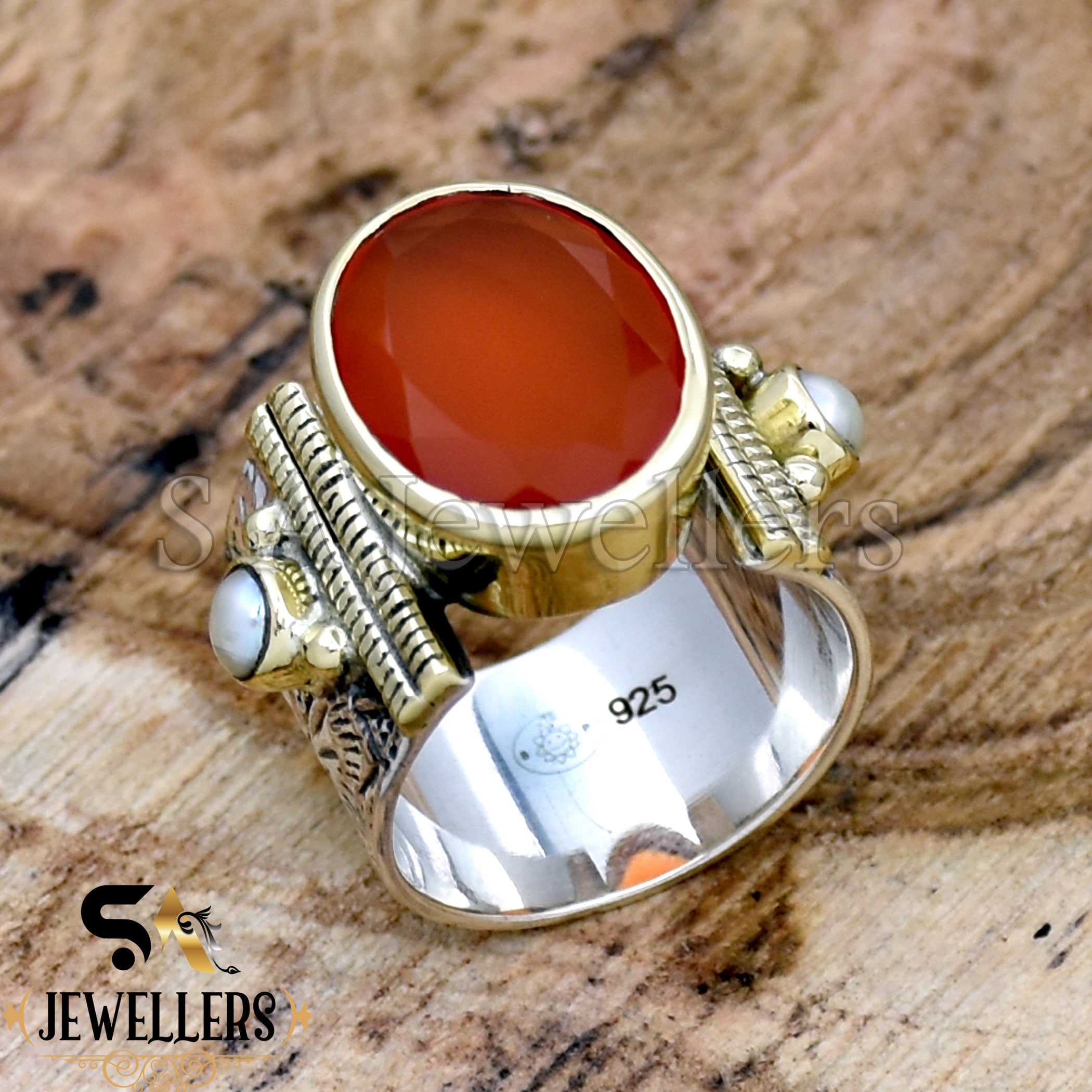 Carnelian Ring 925 Sterling Silver Ring Natural Carnelian Etsy