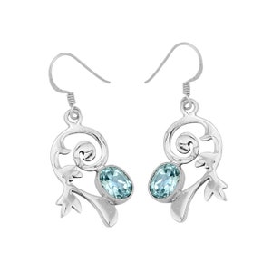 Handmade Blue Topaz Sterling Silver Earrings: November Birthstone