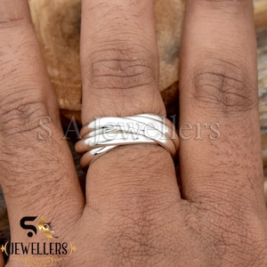 925 Sterling Silver 5 Rolling Ring, Multi Band Rings, Handmade Ring, Interlocked Ring, Statement Ring, Ready To Ship, Gift For Her