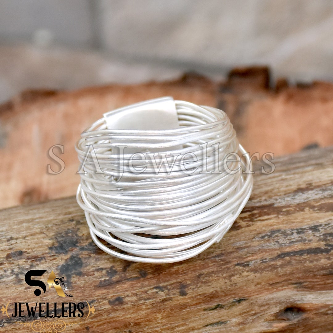 Wire Matte Finish Rings Handmade Matte Sterling Silver Wire Wrap Statement Ring - Etsy