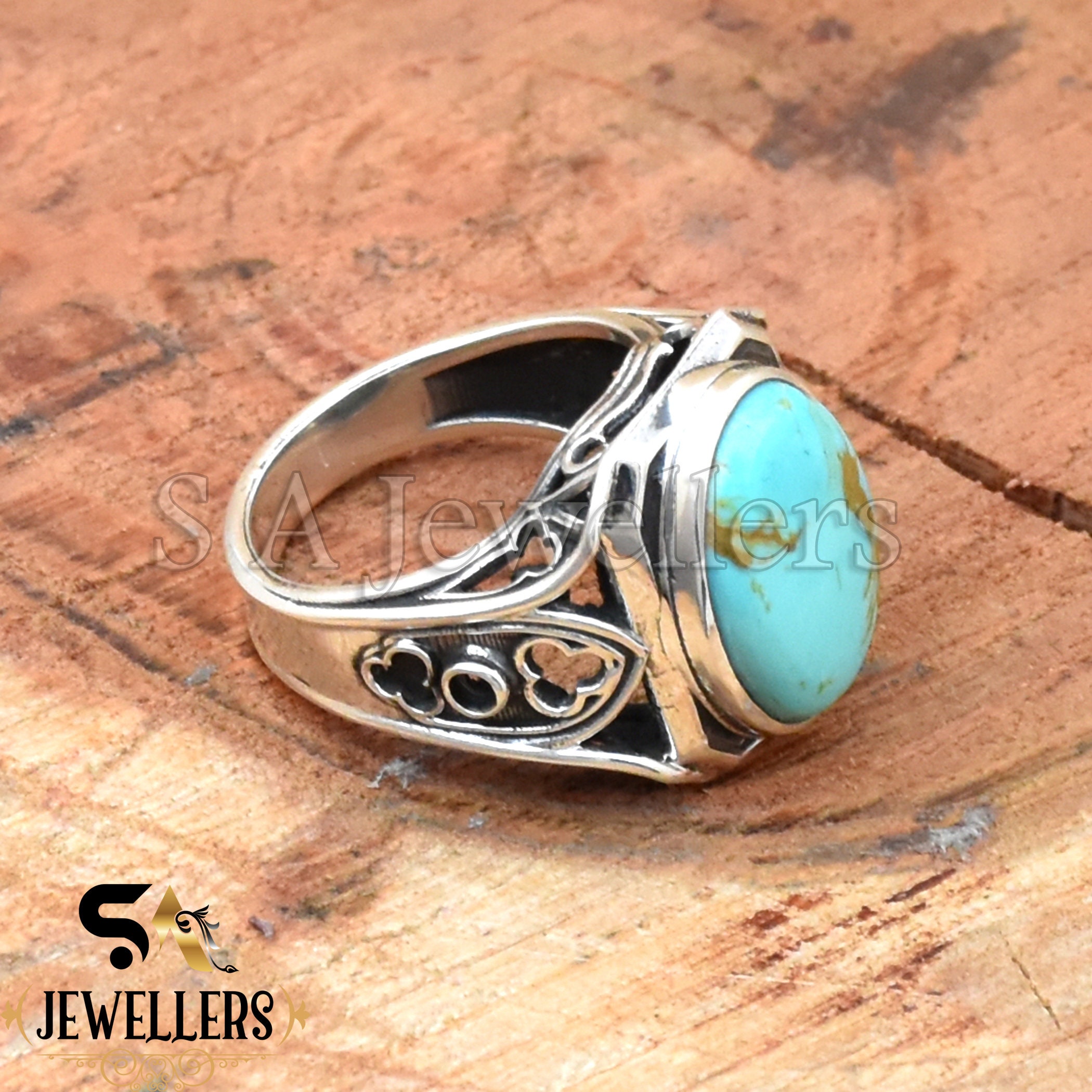 Handmade Sterling Silver Mohave Turquoise Ring - Oval Stone - Etsy