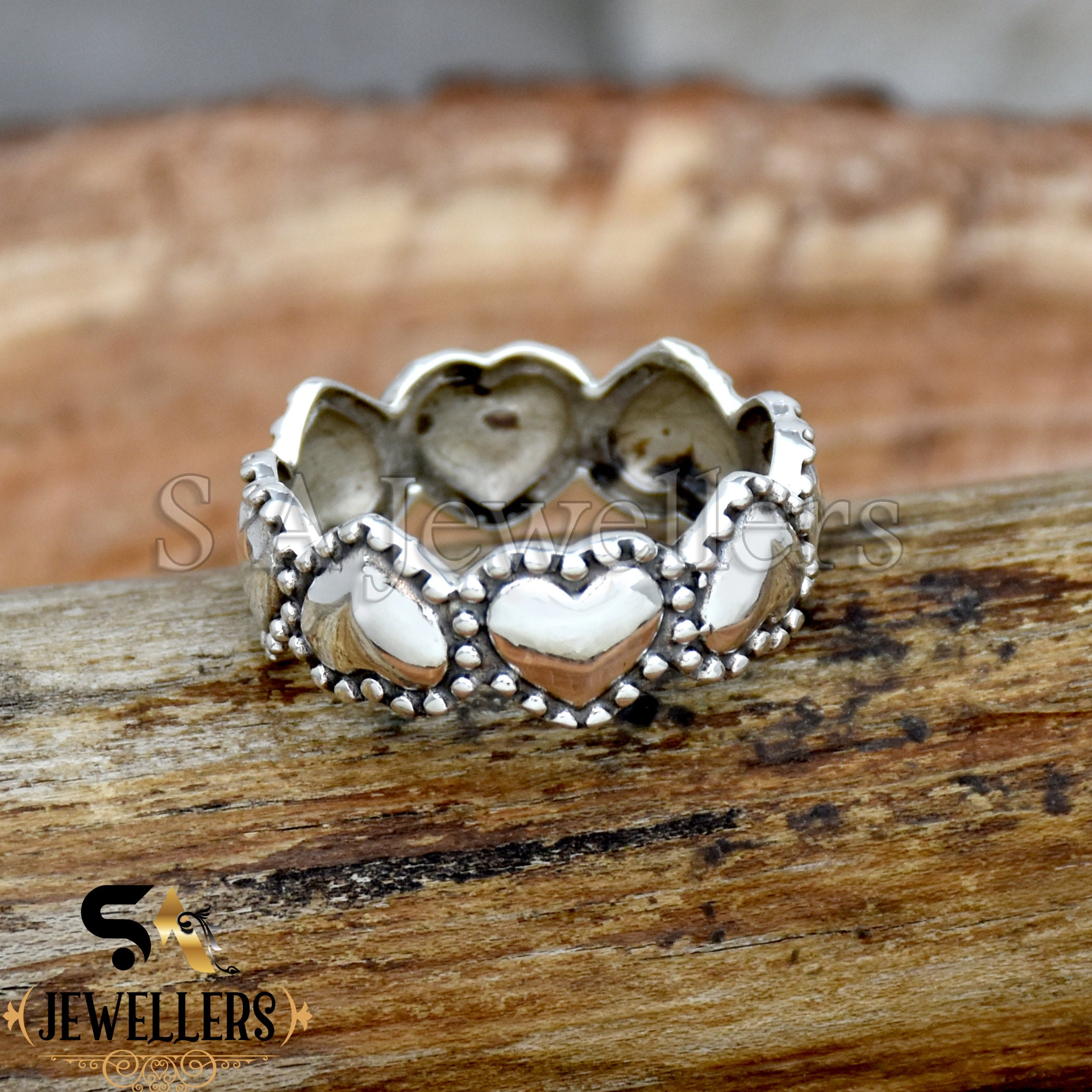 925 Sterling Silver Multi Heart Ring: Handmade Dainty Band - Etsy