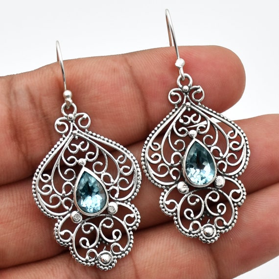 Blue topaz 2024 sterling silver earrings