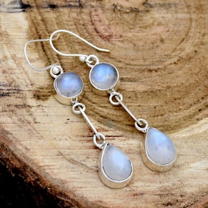 Moonstone Earring, June Birthstone Earring, Natural Moonstone Rainbow Earring, 925 Sterling Silver Earring, Handmade Jewelry, Ready To Ship