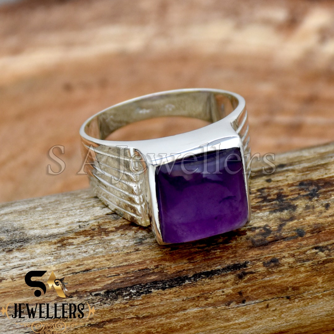 Amethyst Men's Ring, 925 Sterling Silver Ring, Handmade Ring, Statement Ring, Ring for Men