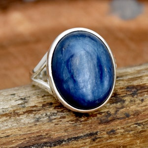 Natural Blue Kyanite Ring, 925 Sterling Silver Ring, Handmade Ring, Oval Kyanite Ring, Anniversary Ring, Promise Ring, Gift For Her