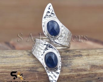 Handmade Blue Kyanite 925 Sterling Silver Adjustable Ring