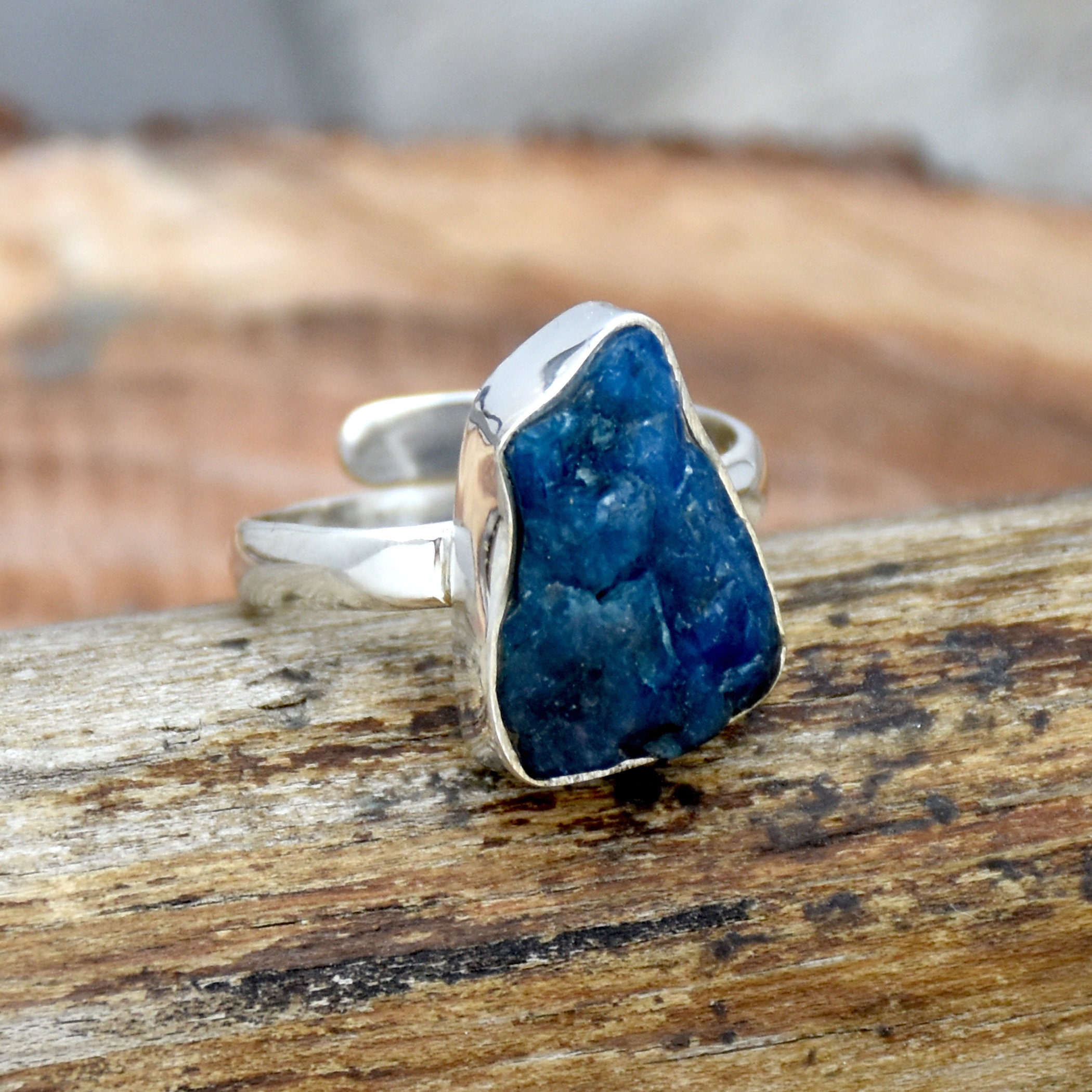Raw Apatite Ring 925 Sterling Silver Ring Handmade Ring Blue