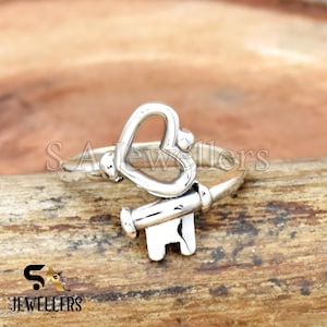 Love Key To My Heart Ring, 925 Sterling Silver Ring, Heart Key Ring, Promise Ring, Wedding Ring, Gift For Her, Propose Ring, Dainty Ring