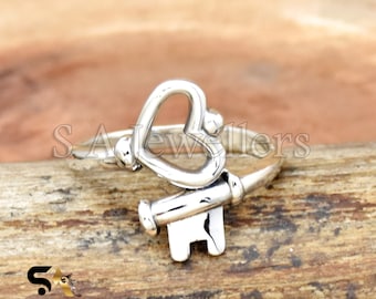 Sterling Silver Heart Key Ring: Dainty Promise Ring
