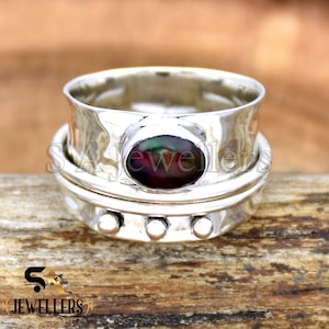 Handmade Sterling Silver Ethiopian Opal Spinner Ring