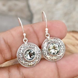 Handmade Green Amethyst Earrings: Sterling Silver Wedding Jewelry