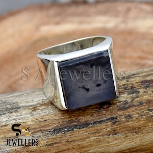 Handgemachte Sterling Silber Labradorit Ring: Kissen Edelstein Statement Ring