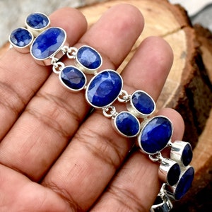 Handmade Indian Sapphire Bracelet: Sterling Silver Wedding Jewelry