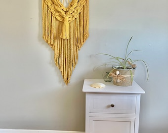 Handmade Mustard Macrame Wallhanging, Boho Decor, Bedroom Decor, Office Decor