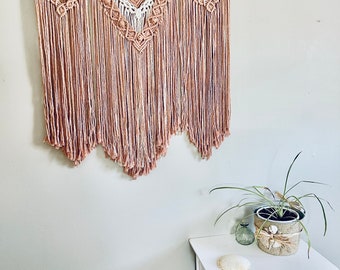 Extra Large Handmade Macrame Wall Hanging in Nude Blush, Boho Decor, Nursery Decor, Girls Room Decor, Office Decor, Bedroom Decor