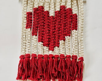 Macrame Red Heart Wall Hanging // Banner // Valentine’s Decor // Girls Room Decor // Kitchen Decor // Family Room Decor // Boho Decor