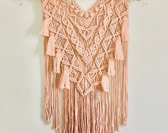 Handmade Macrame Wallhanging // Nude Blush // Drift Wood // Boho Decor // Boho Nursery Decor // Girls Room Decor