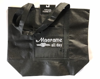 A “Macrame All Day” Tote Bag // Market Bag // Craft Bag