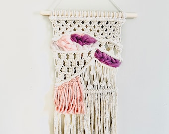 Handmade Macrame // Weaving // Macra-Weave Boho Tapestry Wall Hanging // Teen Girl Decor // Girls Room