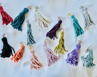 Macrame Tassel Keychain // Lanyard // purse accessory // rear view mirror charm // Small gift idea