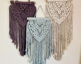 Handmade Macrame Wallhangings on Cholla Wood // Boho Decor // Coastal Decor // Desert Decor // Children’s Room // Office Decoe