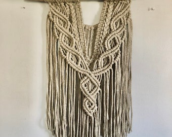 Handmade Sage Macrame Wall Hanging with Recycled Cotton Rope // Boho Decor // Office Decor // Entry Way Decor
