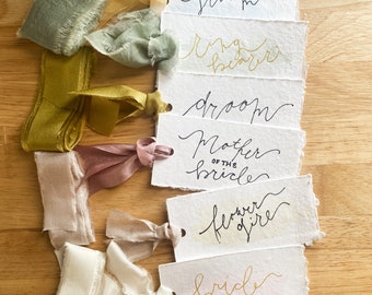 Custom Place Cards with Ribbon - Hand Lettered / Wedding Name Cards / Watercolor Place Cards / Custom Requests available