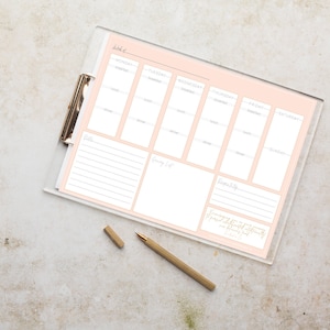 Blank Meal Planner Notepad with Tear off pages Pink