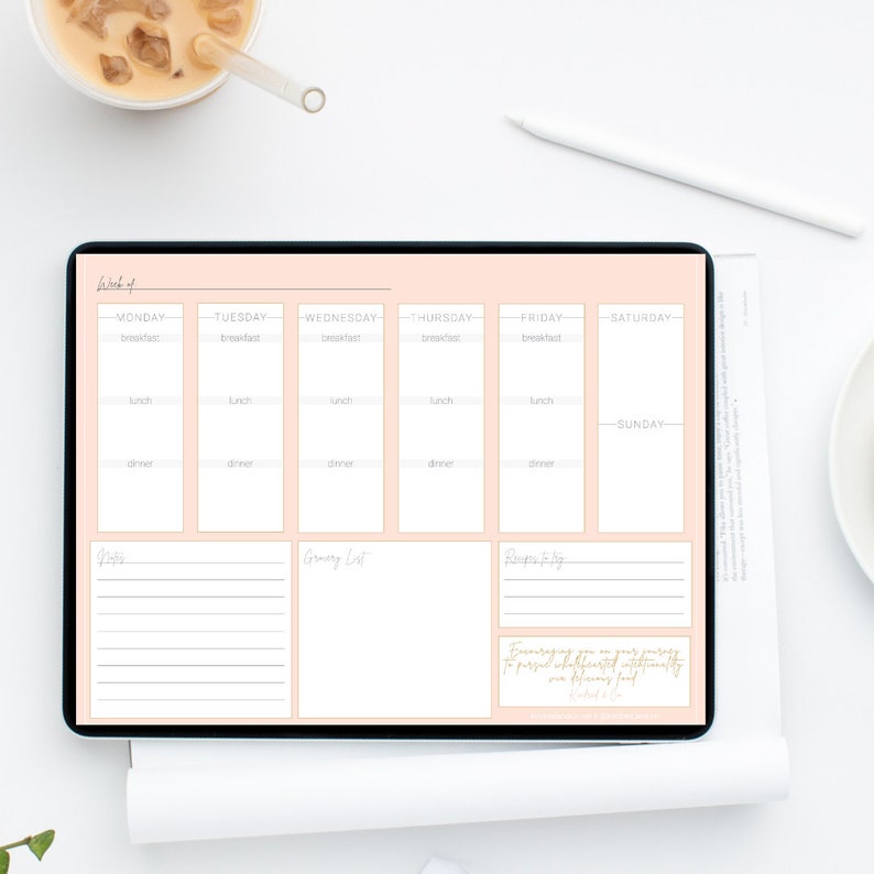 Digital Meal Planner Blush color image 1