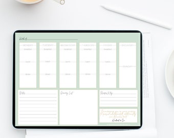 Digital Meal Planner (Fillable) - Eucalyptus color