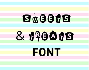 Sweets & Baking Digital Font Download - Clipart Candy Signs Baking Recept Cards Cake Tiny Cupcake Dollhouse Antique Dolls Kitchen Donut