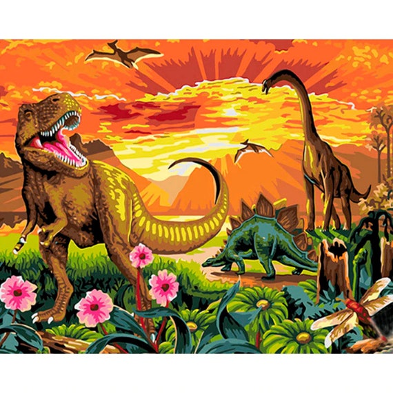 Forest River Animals Paint By Number Kit DIY Digital Art Oil Painting Canvas