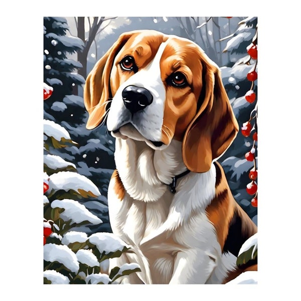 Paint by Number - Dog Beagle, Pet Portrait Painting, DIY Acrylic Painting by Numbers Kit, Animals Paintings, Dog Wall Art Kit