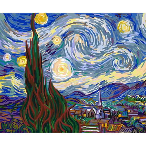 Starry Night Collection - Van-Go Paint-By-Number Kit Poppies Field 10