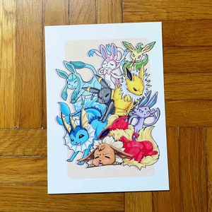 Eevee Evolutions Eevee Postcard, Postcard, Gaming, Poke