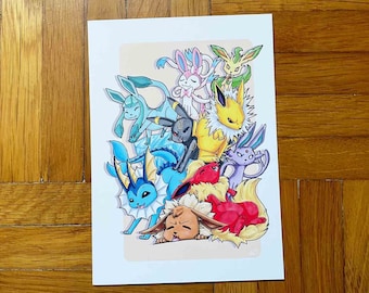 Eevee Evolutions Eevee Postcard, Postcard, Gaming, Poke