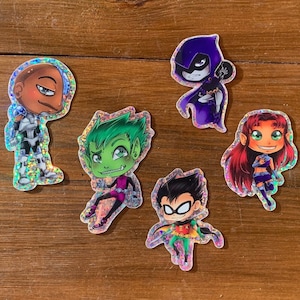 Teen Titan Go Chibi Sticker , Adesivo con Glitter , Glitter
