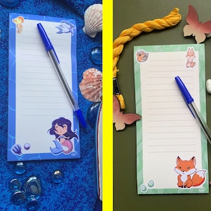 Notepad, Notebook, Memopad Mermaid, Nature, Fox Kawaii